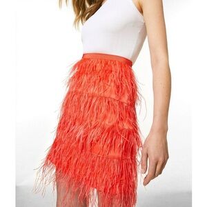 Karen Millen Feathered Coral Skirt